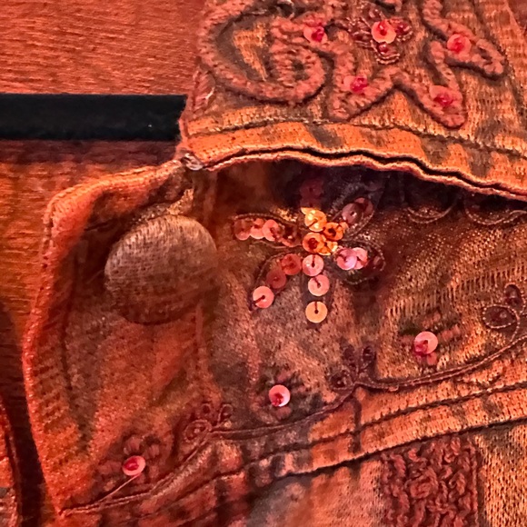 Autumn Embroidered Women's Jean Jacket in Copper - Picture 4 of 7